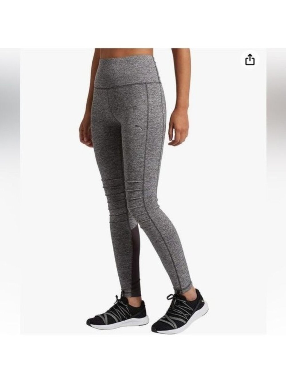 Puma Womens Gray Heather High-Waist Leggings With Black Mesh Panels